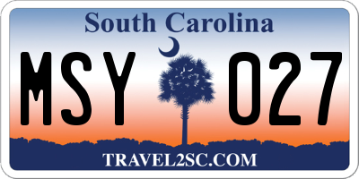 SC license plate MSY027