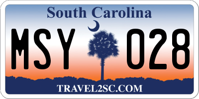 SC license plate MSY028