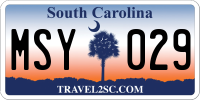 SC license plate MSY029