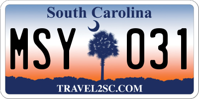 SC license plate MSY031