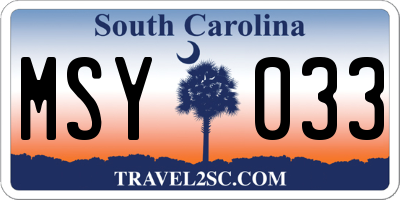 SC license plate MSY033