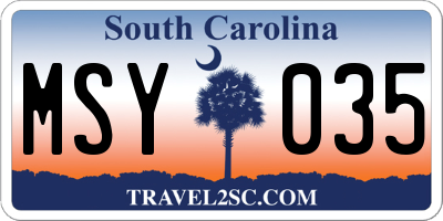 SC license plate MSY035