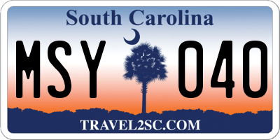 SC license plate MSY040