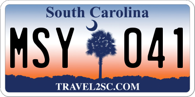 SC license plate MSY041