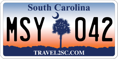 SC license plate MSY042