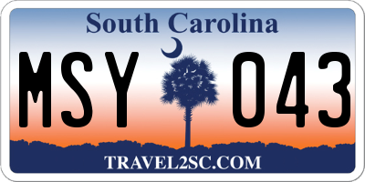 SC license plate MSY043