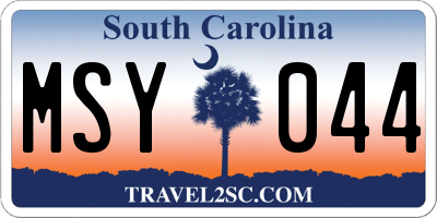 SC license plate MSY044