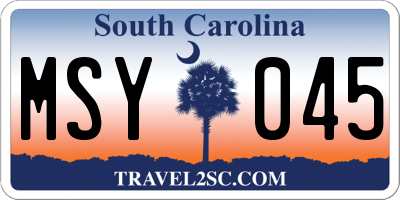 SC license plate MSY045