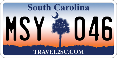 SC license plate MSY046