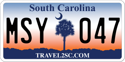 SC license plate MSY047