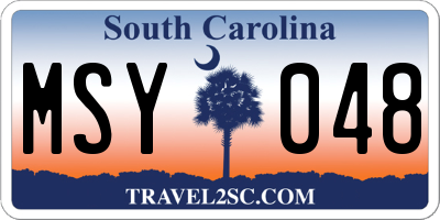 SC license plate MSY048