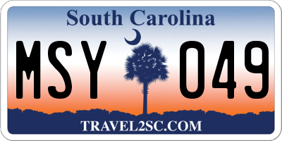 SC license plate MSY049