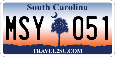 SC license plate MSY051