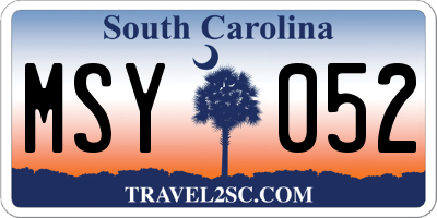 SC license plate MSY052