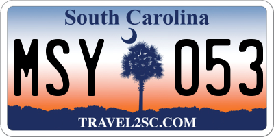 SC license plate MSY053