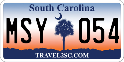 SC license plate MSY054