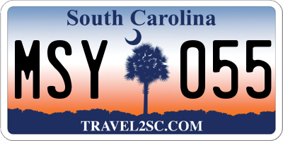 SC license plate MSY055