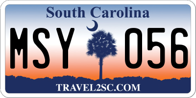 SC license plate MSY056