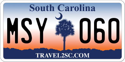 SC license plate MSY060