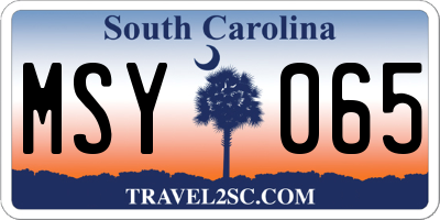 SC license plate MSY065