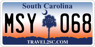 SC license plate MSY068