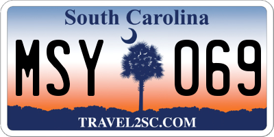 SC license plate MSY069