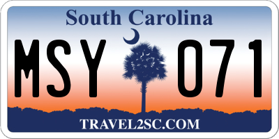 SC license plate MSY071