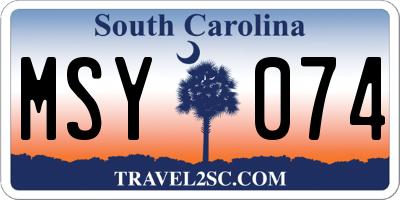 SC license plate MSY074