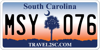 SC license plate MSY076