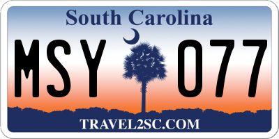 SC license plate MSY077