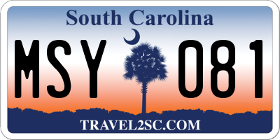 SC license plate MSY081