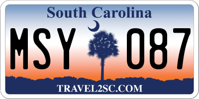 SC license plate MSY087