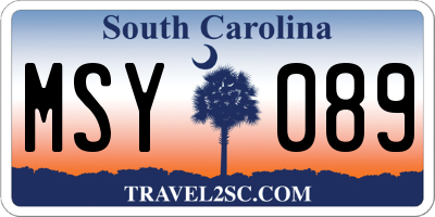 SC license plate MSY089