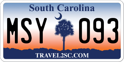 SC license plate MSY093