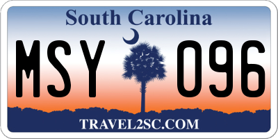 SC license plate MSY096