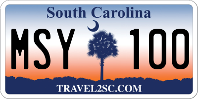 SC license plate MSY100