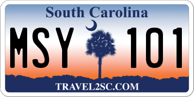 SC license plate MSY101