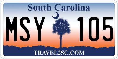 SC license plate MSY105