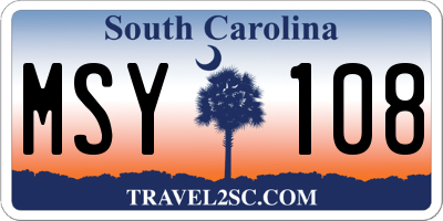SC license plate MSY108