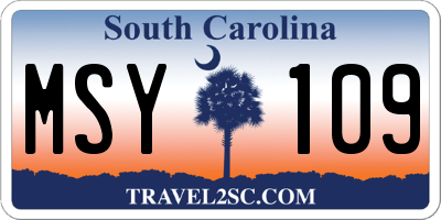 SC license plate MSY109