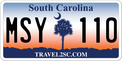 SC license plate MSY110