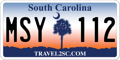 SC license plate MSY112