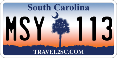 SC license plate MSY113