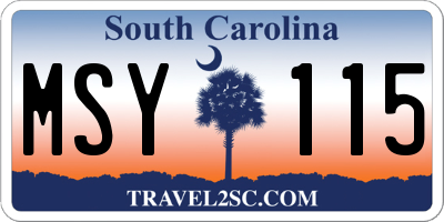 SC license plate MSY115
