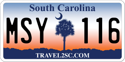 SC license plate MSY116