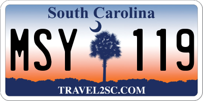 SC license plate MSY119