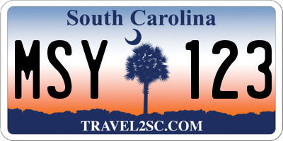 SC license plate MSY123