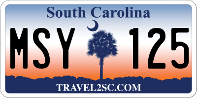 SC license plate MSY125