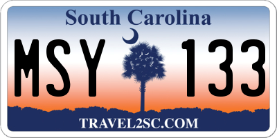 SC license plate MSY133