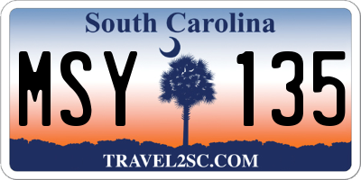 SC license plate MSY135